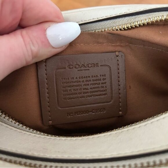 Coach Puffy Linear Quilting Jes Ivory Off White Chalk Leather Crossbody Bag - Picture 9 of 12